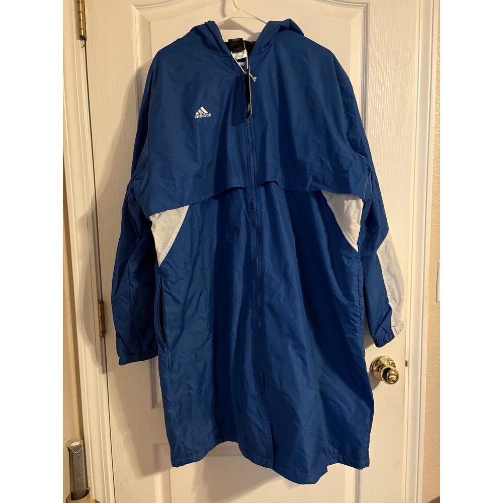 Adidas Parka Mens XL Blue NEW AMX82PA Hooded Fleece Lined Long Jacket